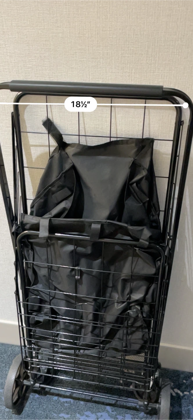 Black Rolling Laundry Cart with Wheels - photo 5