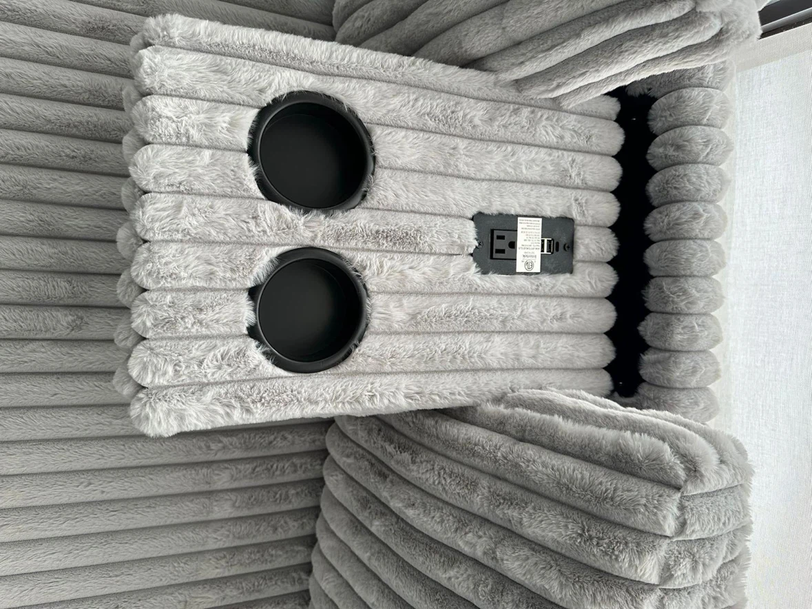 Grey Corduroy Sectional Sofa with Storage and Built-in Power - photo 5