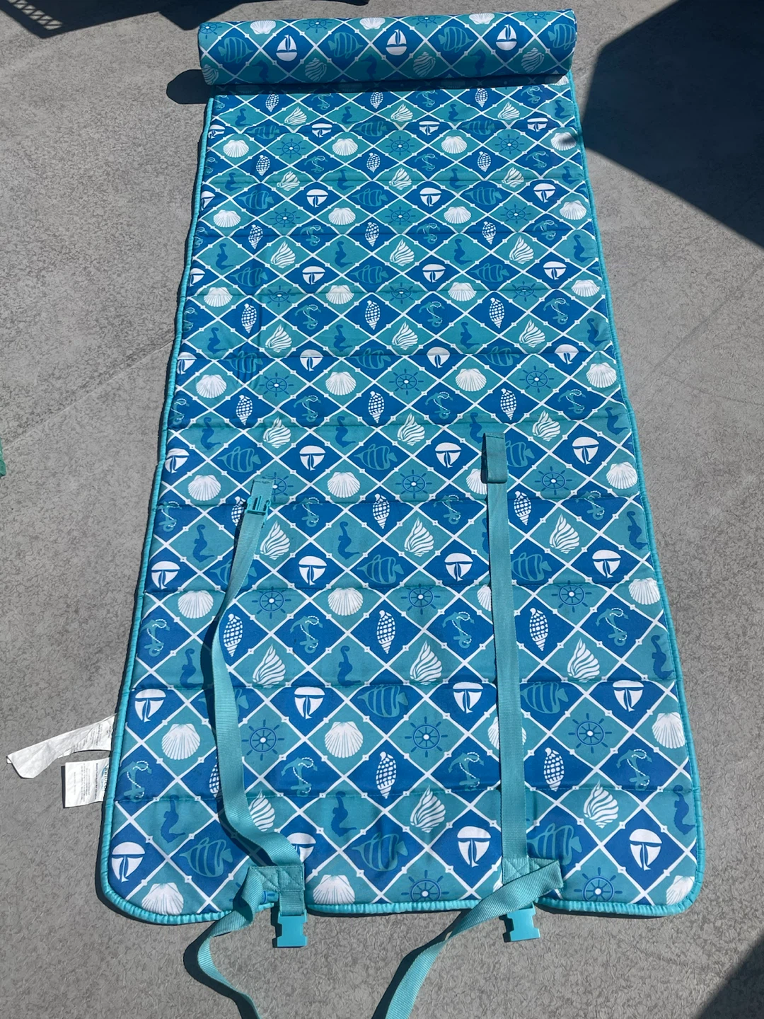 Blue Nautical Beach Mat with Straps