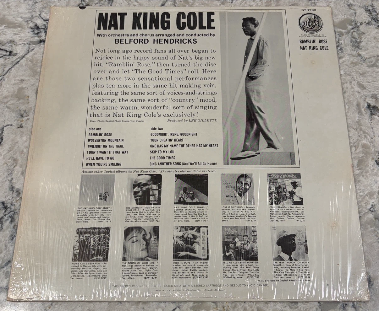 Nat King Cole – Ramblin’ Rose 1962 Capitol (ST-1793) Record - photo 2