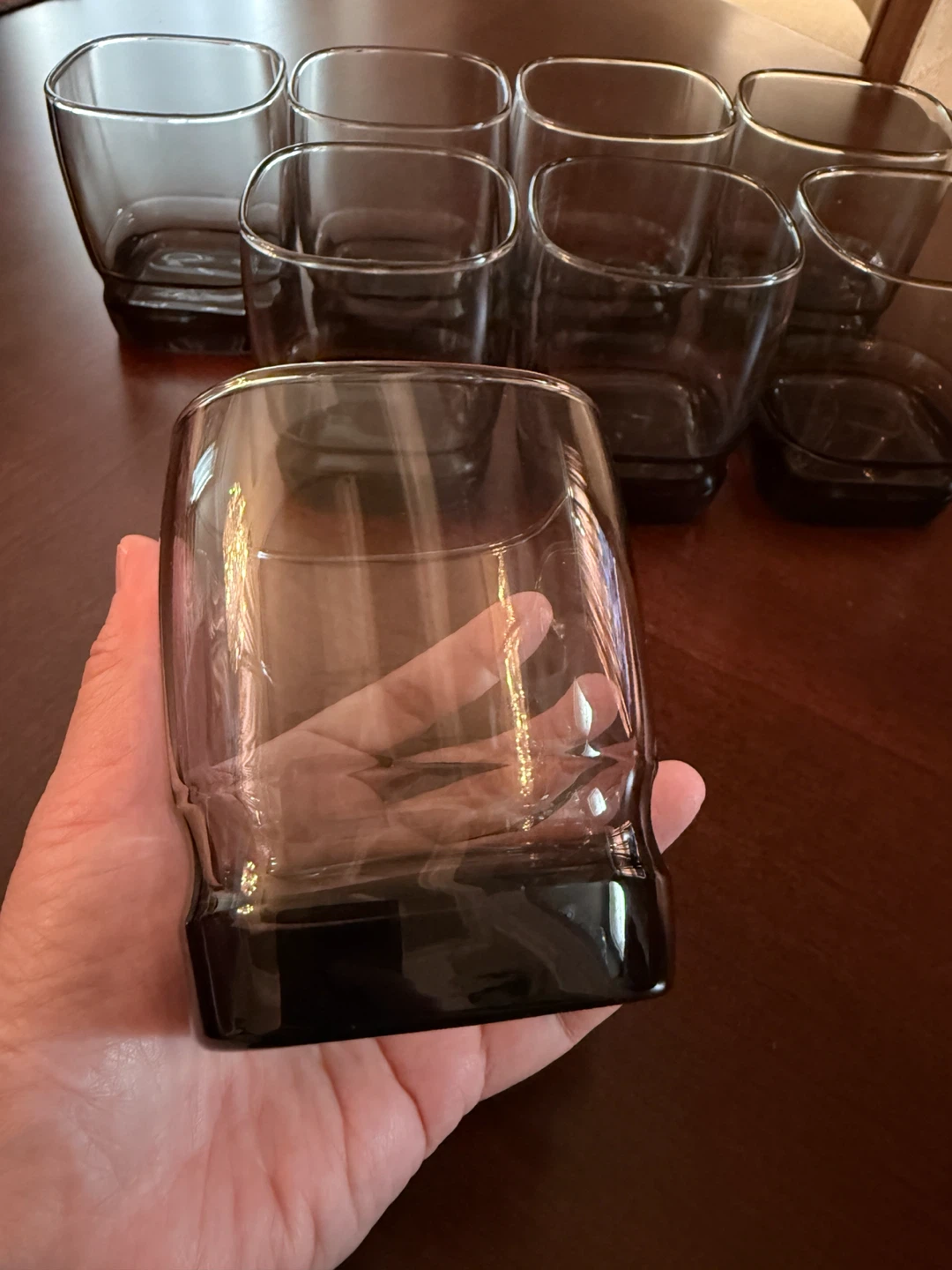 Set of 8 Smoke Grey Square Tumbler Glasses - photo 2