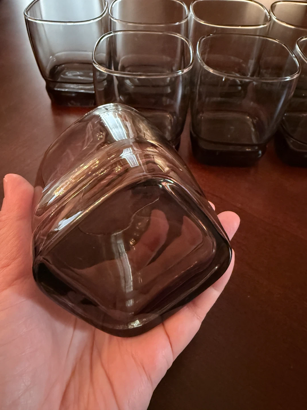 Set of 8 Smoke Grey Square Tumbler Glasses - photo 3
