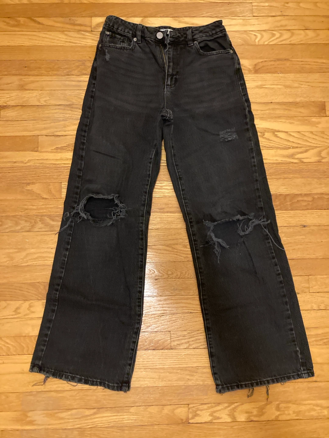 Black Ripped Wide Leg Jeans