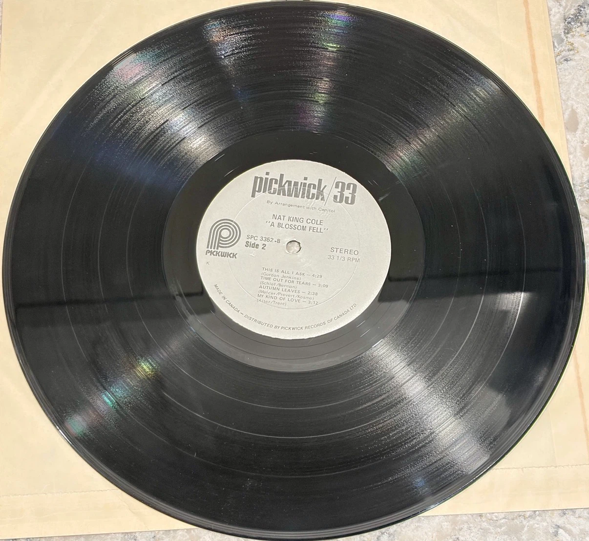 Nat King Cole – A Blossom Fell Record Canadian Press (SPC-3352) - photo 4