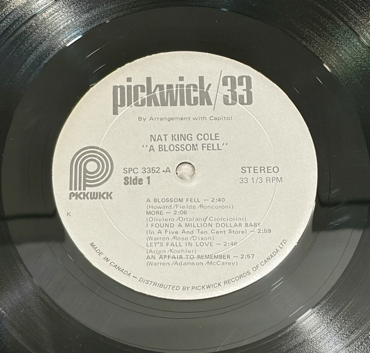 Nat King Cole – A Blossom Fell Record Canadian Press (SPC-3352) - photo 5