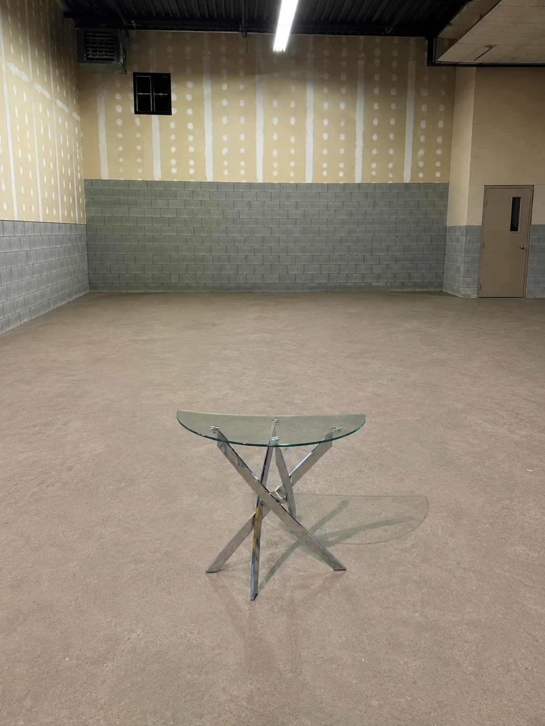 Modern Half-Moon Glass Console Table