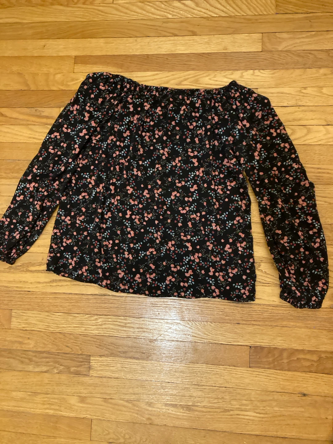 Black floral long sleeve blouse