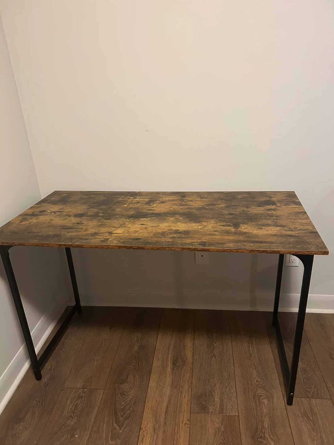 Rustic Wood Grain Desk with Black Metal Legs - photo 2