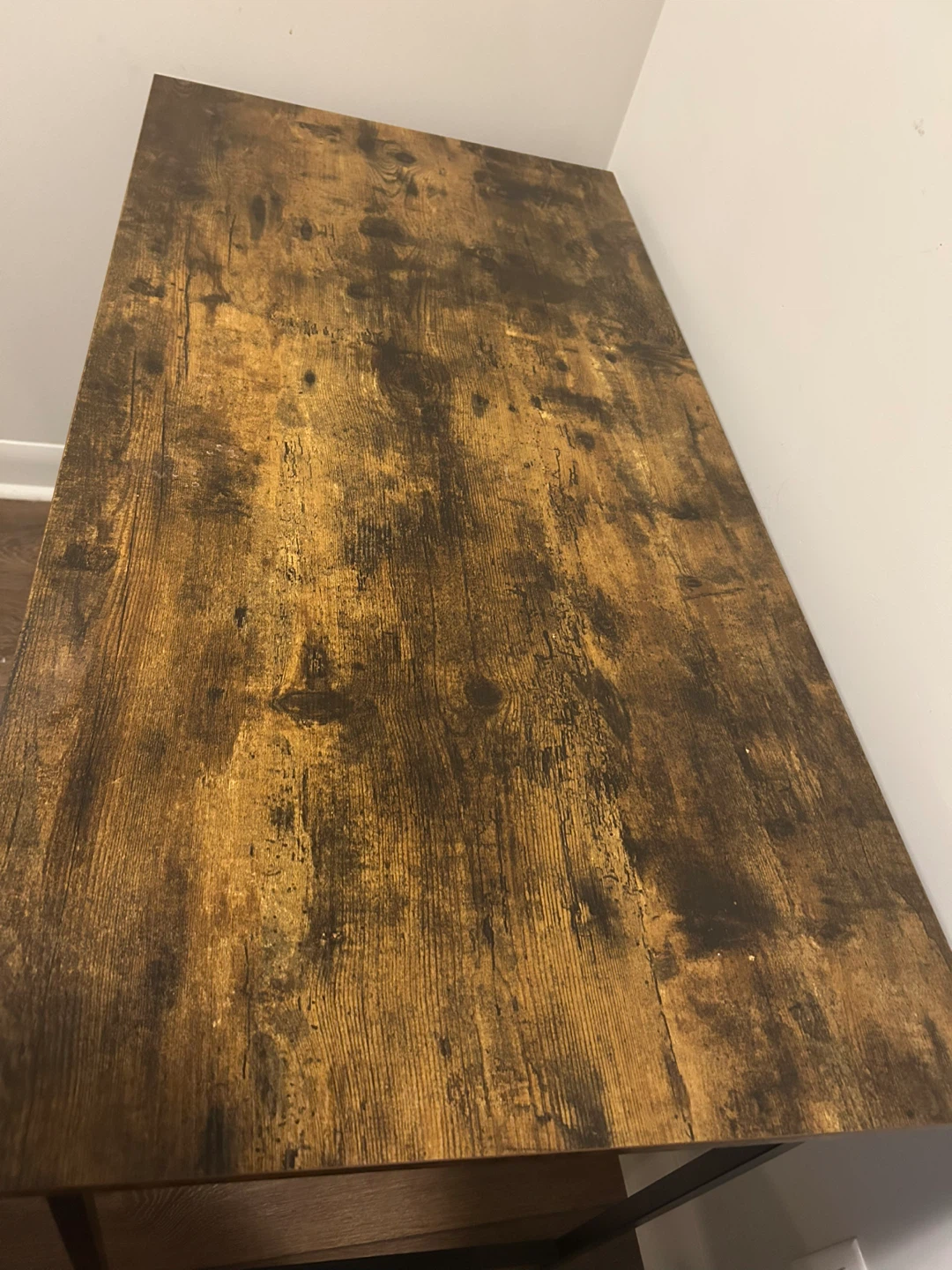 Rustic Wood Grain Desk with Black Metal Legs