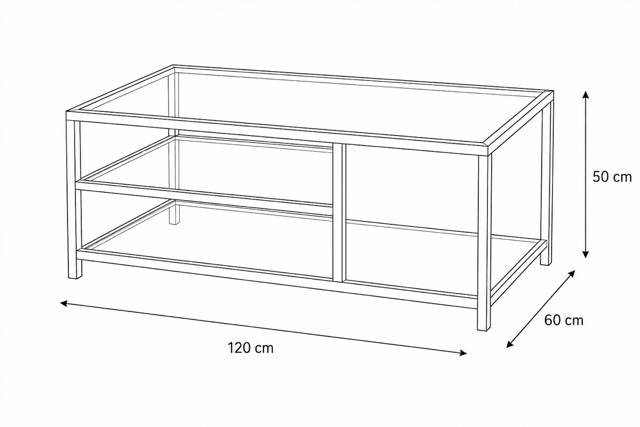 Modern Gold 3-Tier Glass Coffee Table - photo 2