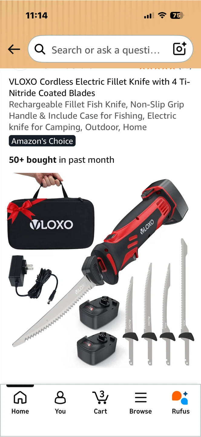 VLOXO Cordless Electric Fillet Knife with 4 Blades - photo 2