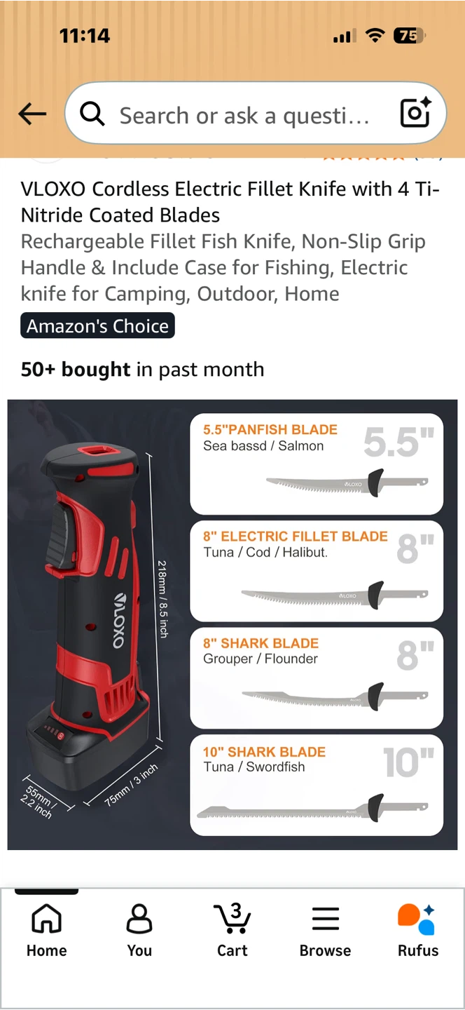 VLOXO Cordless Electric Fillet Knife with 4 Blades - photo 3