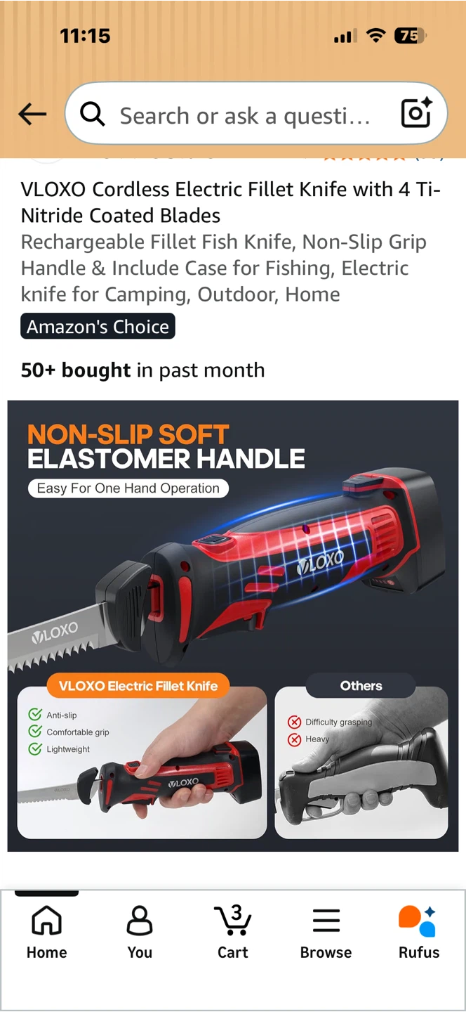VLOXO Cordless Electric Fillet Knife with 4 Blades - photo 5