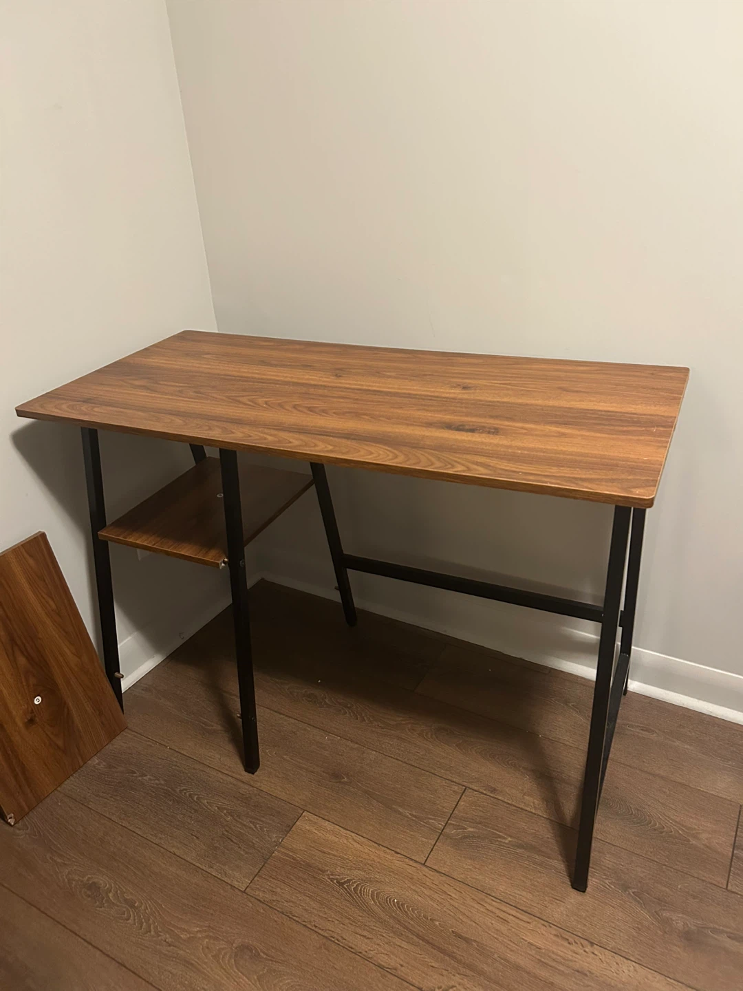 Wooden Desk with Black Metal Frame