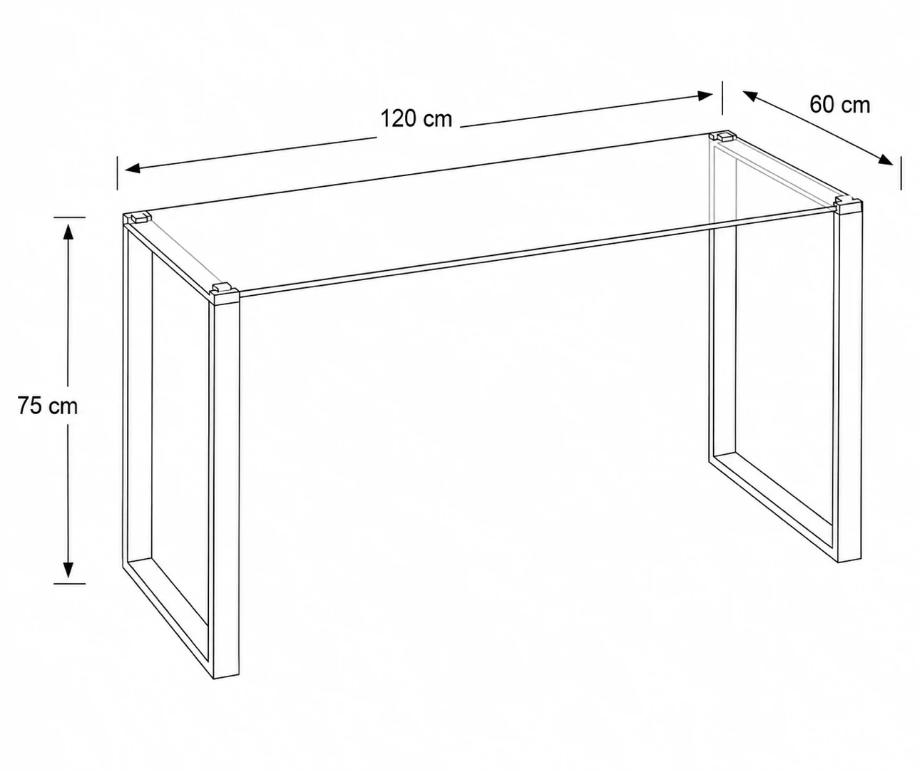 Modern Gold Glass Table / Desk – 120 × 60 cm - photo 2