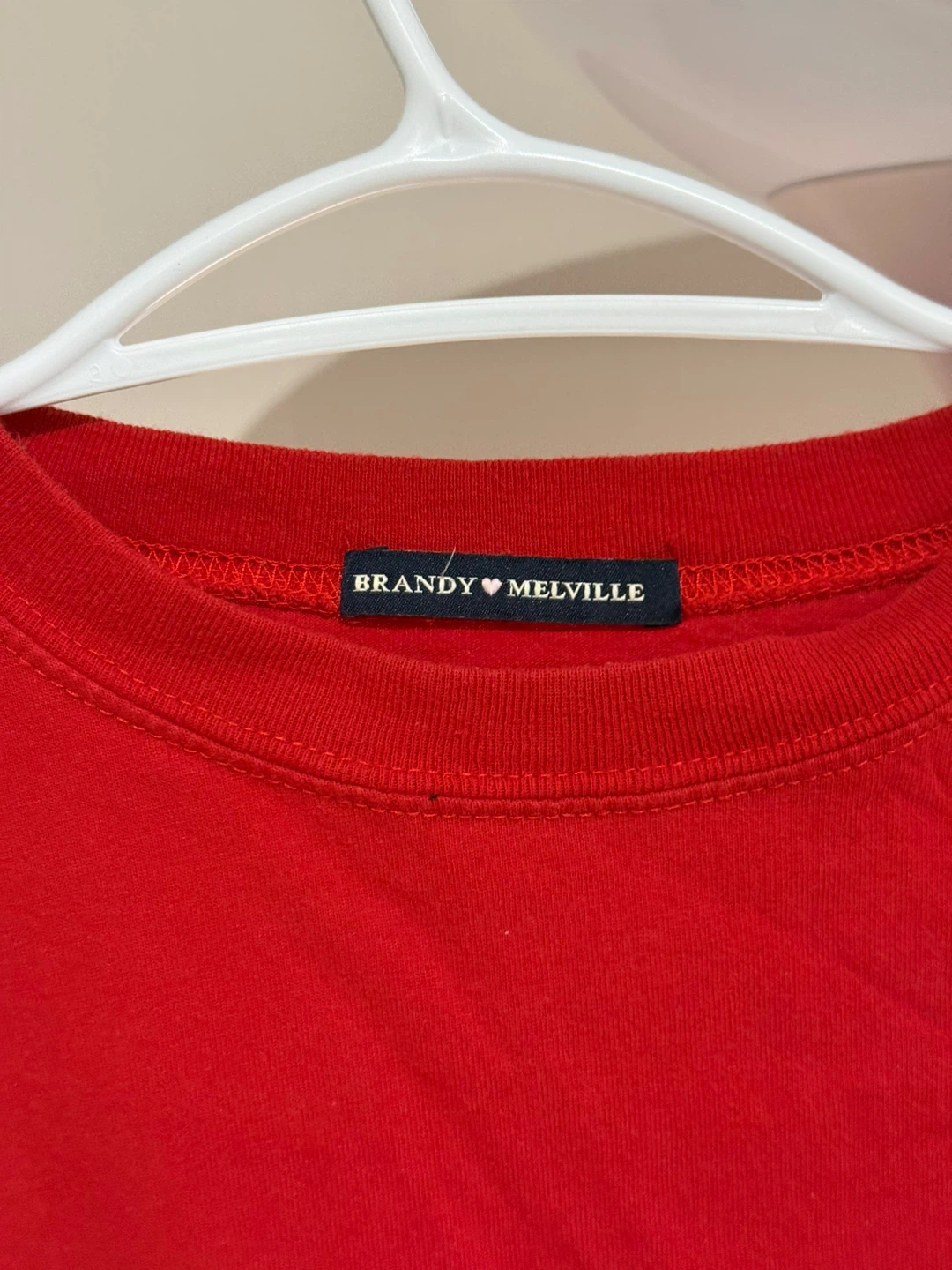 Brandy Melville Red T-Shirt with White Stripes - photo 3