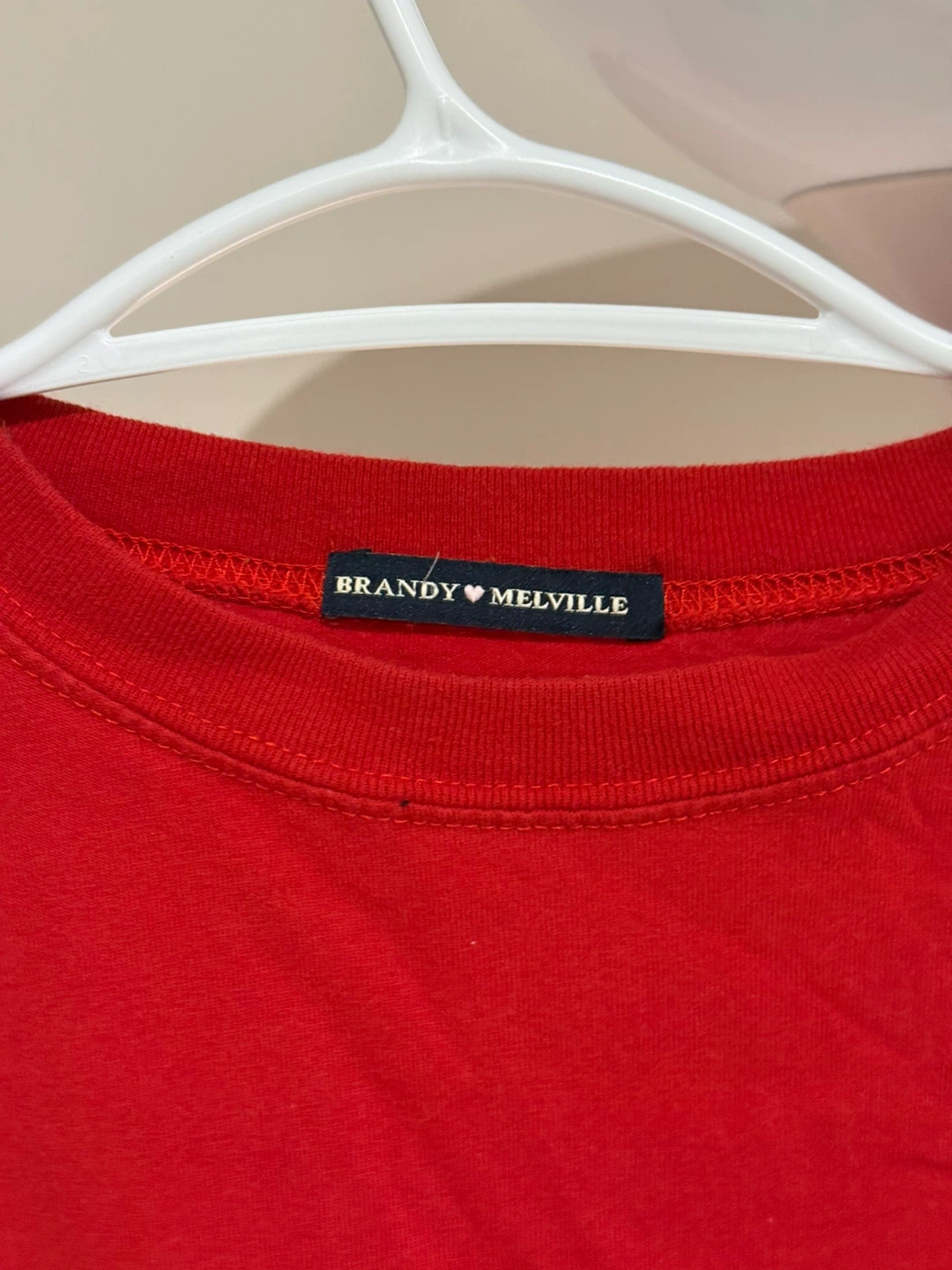 Brandy Melville Red T-Shirt with White Stripes - photo 2
