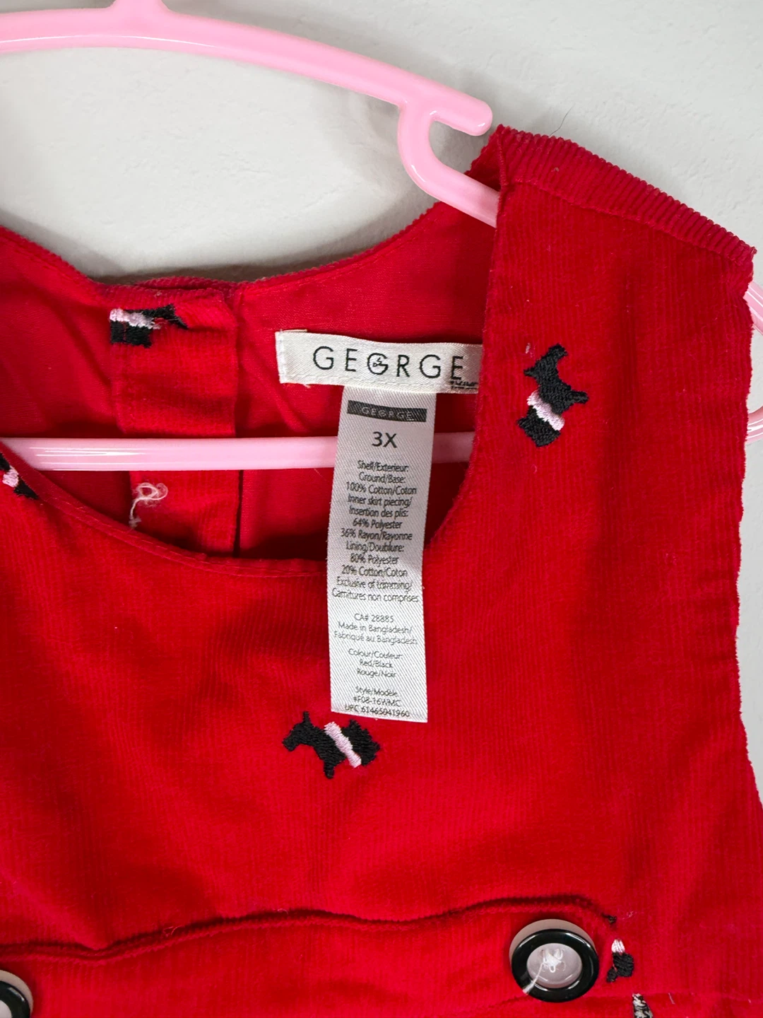 George Girls' Red Corduroy Dress - Size 3T - photo 3