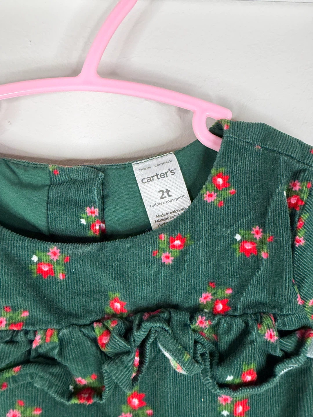 Carter's Green Floral Corduroy Dress - Size 2T - photo 3