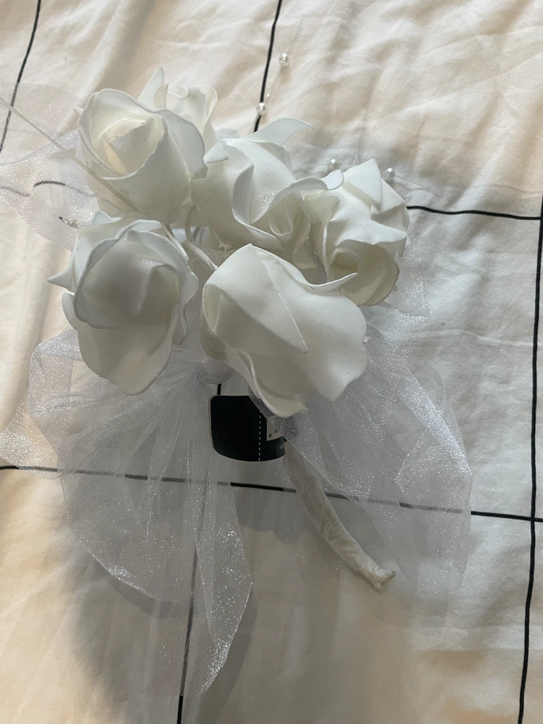 White Rose Bridal Headband