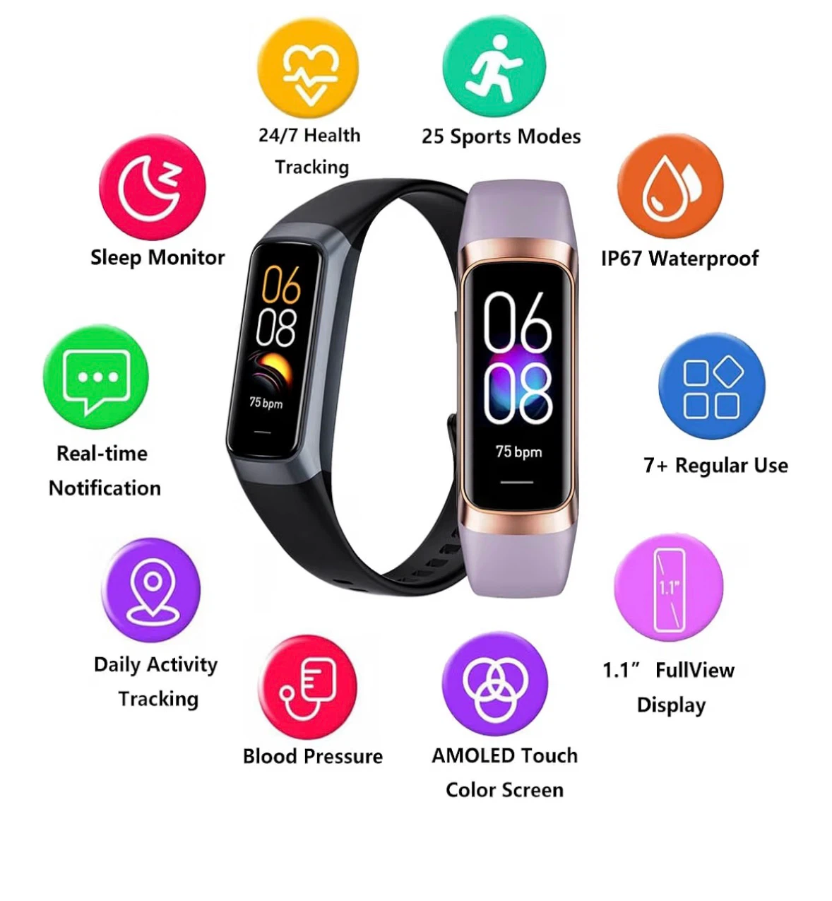 Fitness Tracker Smart Watch AMOLED Touch Color Screen - photo 2