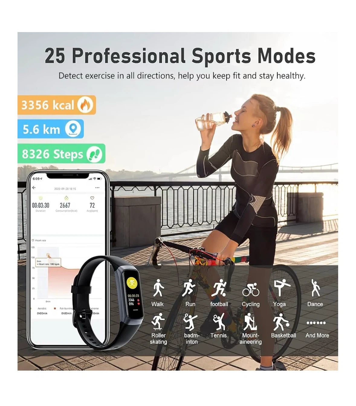 Fitness Tracker Smart Watch AMOLED Touch Color Screen - photo 3