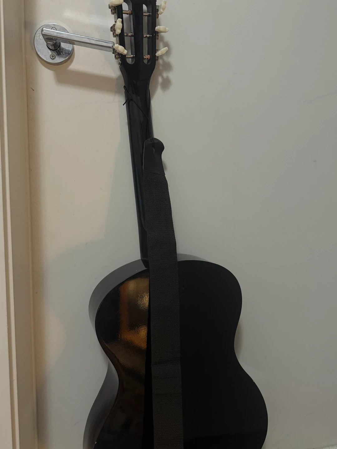 Black Acoustic Guitar with Strap - photo 3