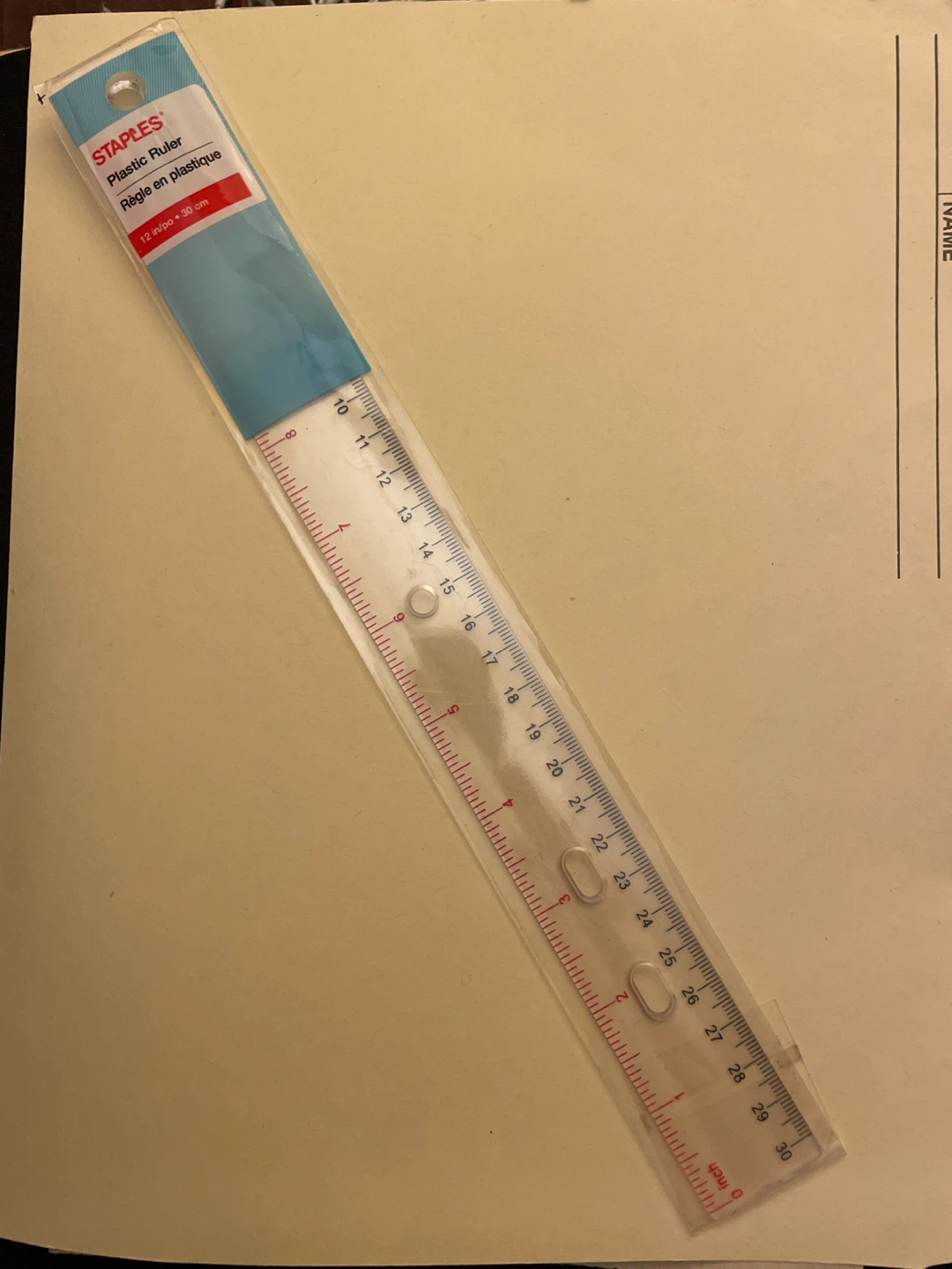 Staples Plastic Ruler 12 inch / 30 cm