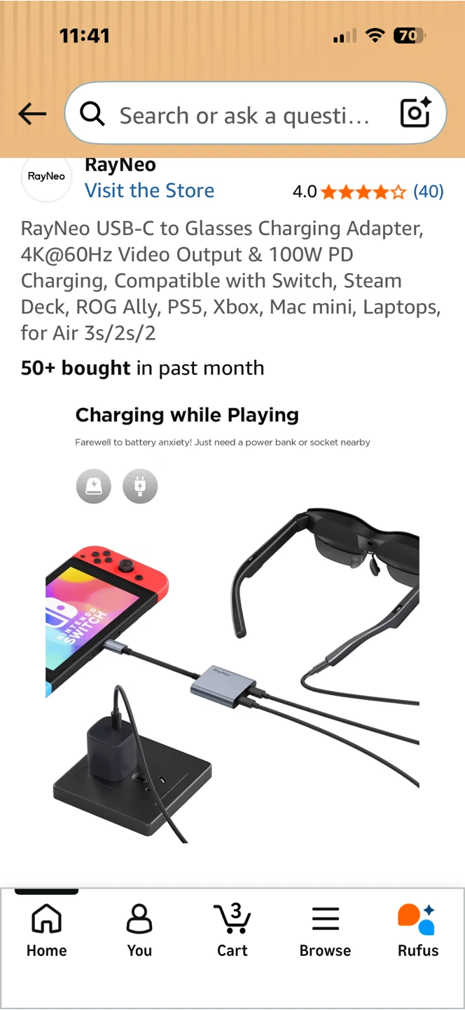 RayNeo USB-C to Glasses Charging Adapter 4K@60Hz - photo 3