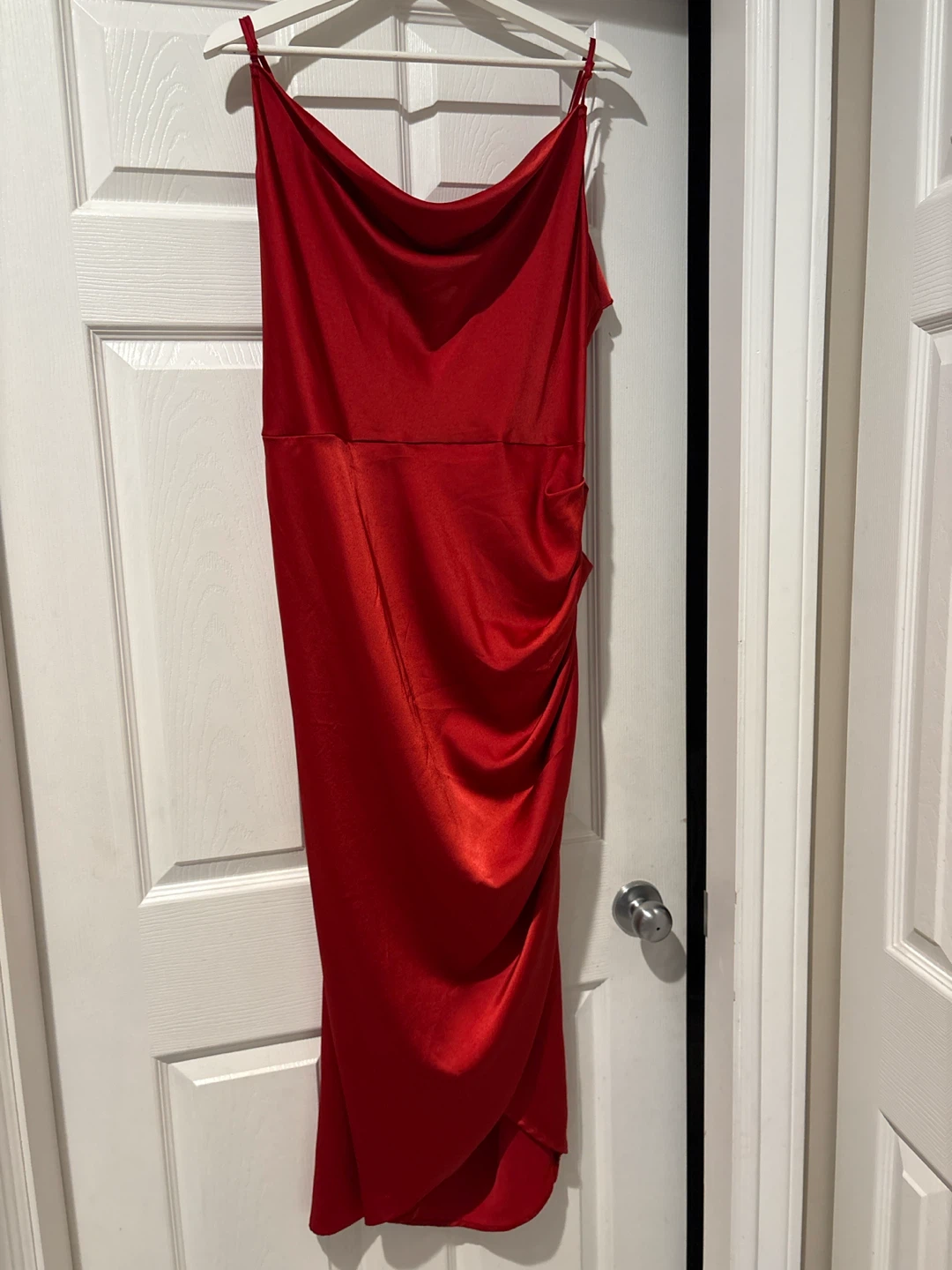 Red Ruched Slip Dress