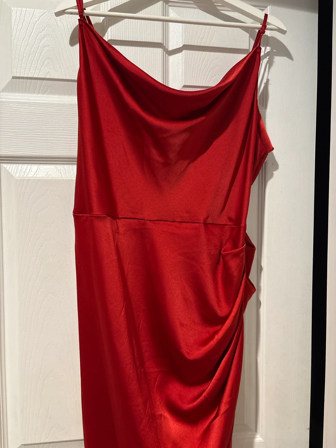 Red Ruched Slip Dress - photo 4