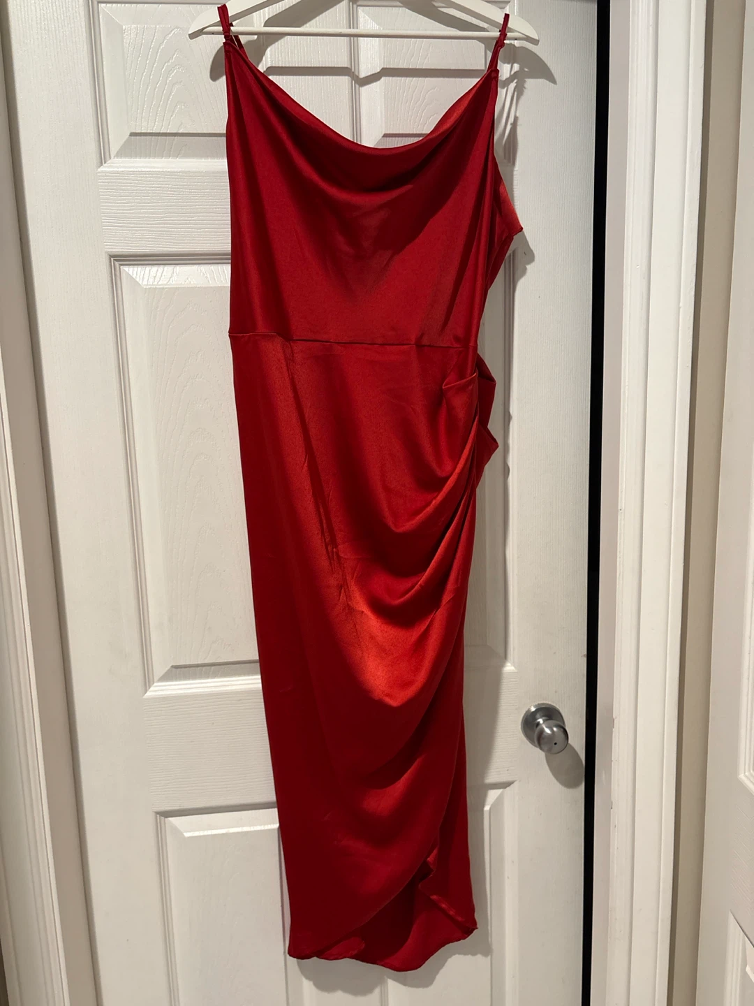 Red Ruched Slip Dress - photo 5