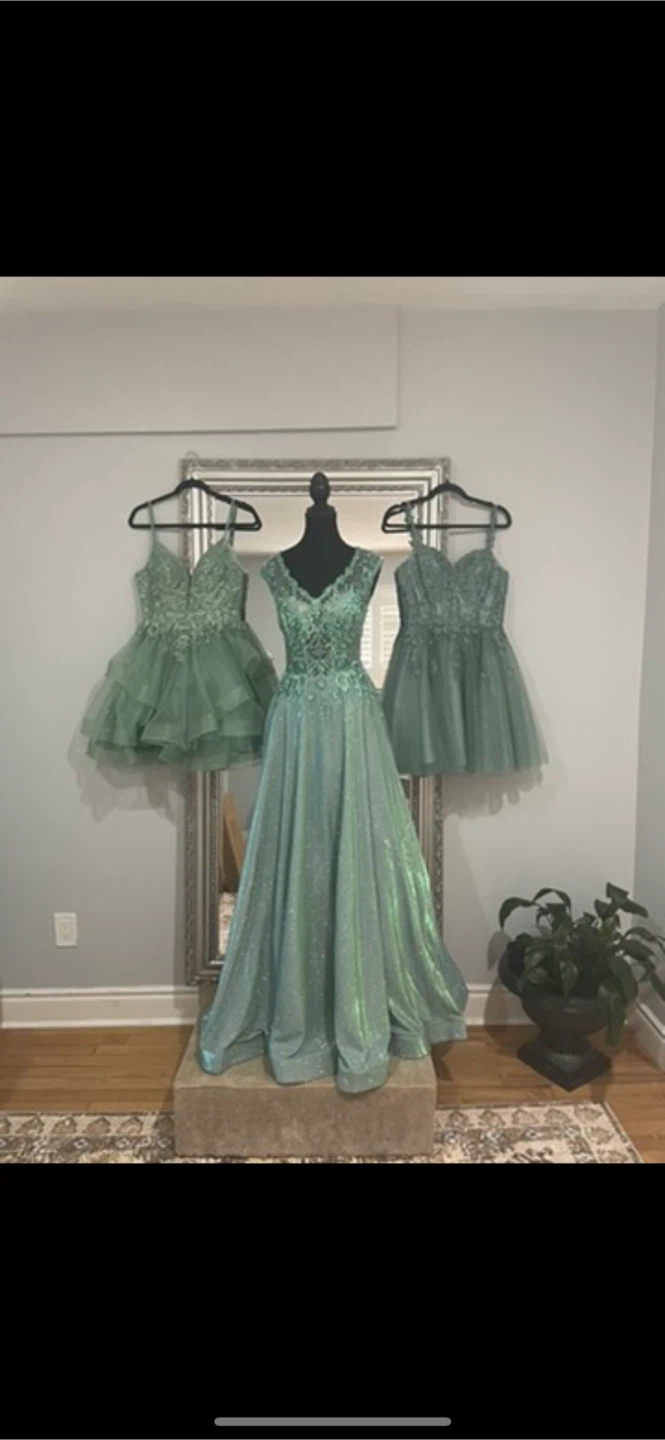 Green Sequined Formal Gown & Dresses