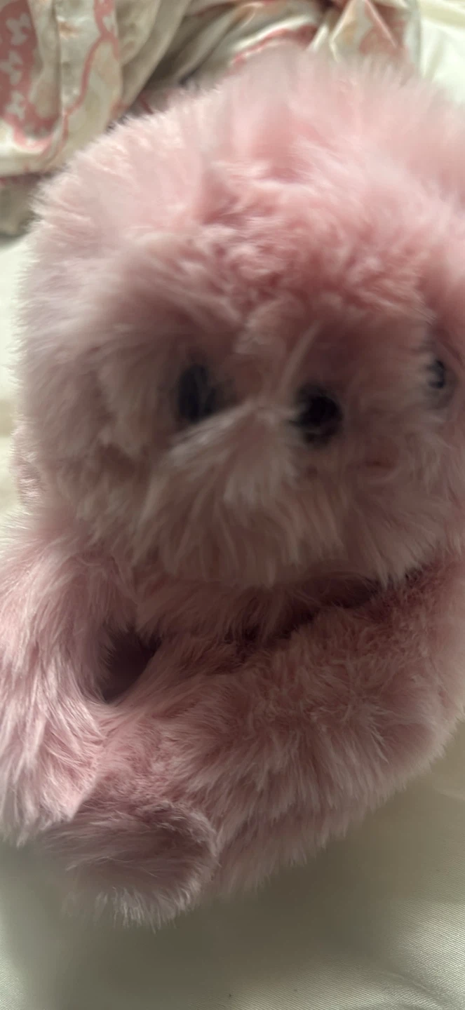 Robot Pink Fuzzy sloth Bag charm with moving head