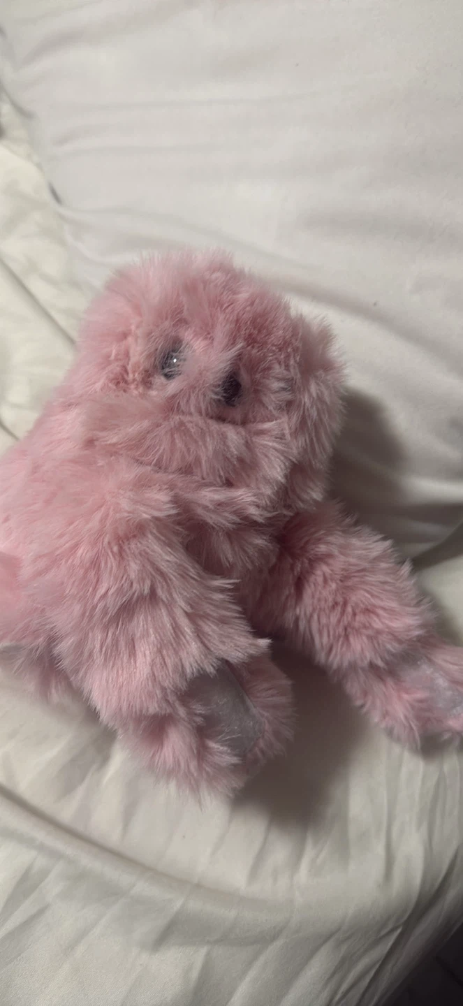 Robot Pink Fuzzy sloth Bag charm with moving head - photo 2