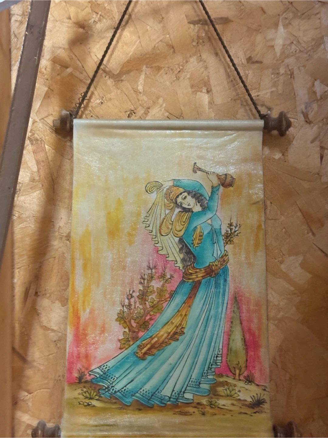 Hand-painted ln leather Scroll Art