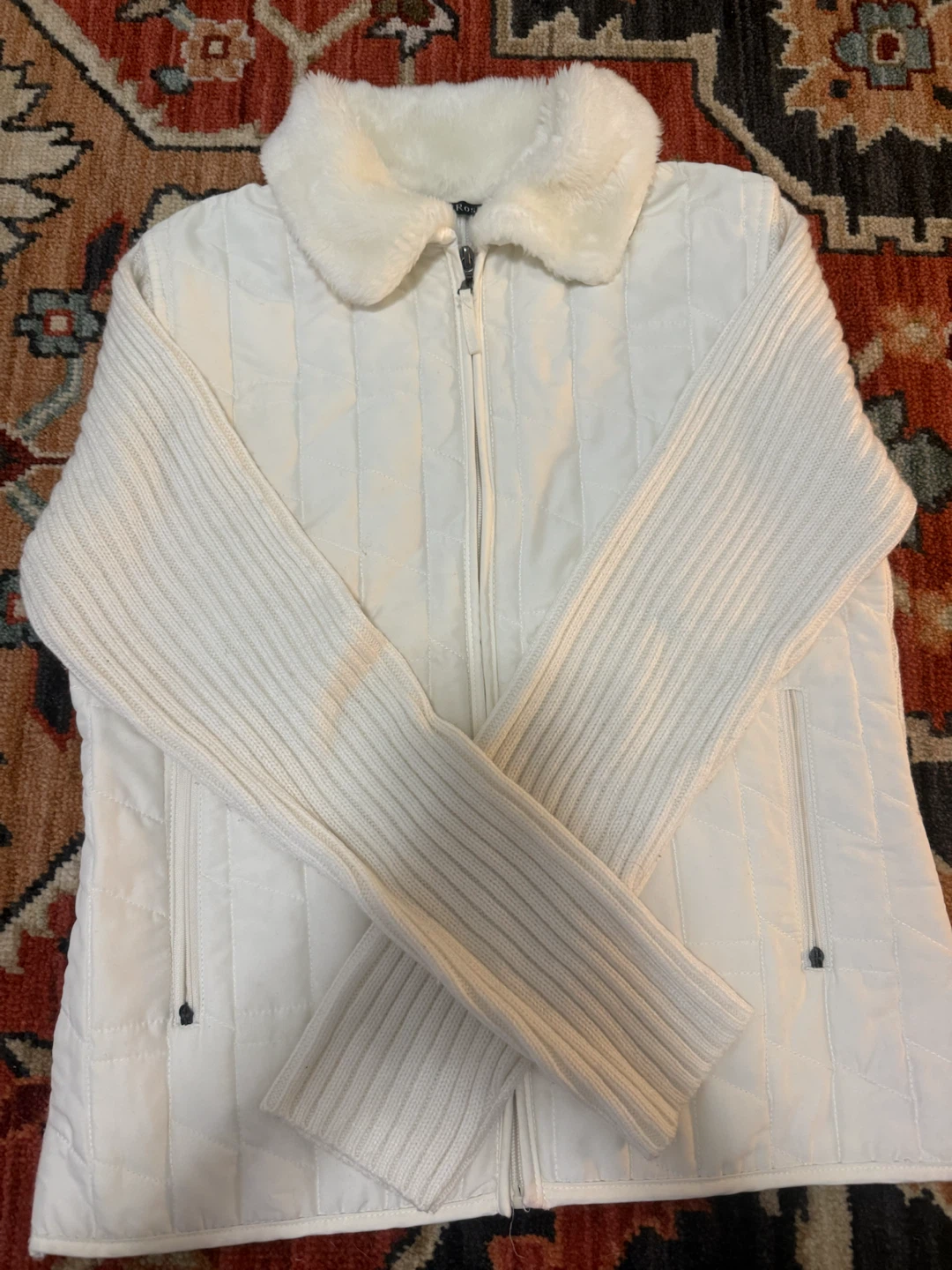 Carol Rose White Quilted Jacket with Fur Collar - photo 3