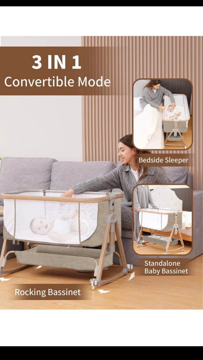 3-in-1 Convertible Baby Bassinet Bedside Sleeper - photo 2