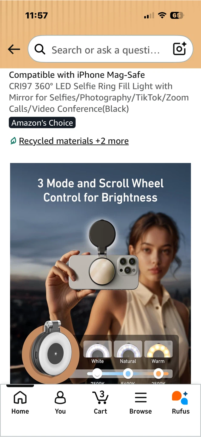 TELESIN CRI97 Magnetic Selfie Ring Light with Mirror - photo 3