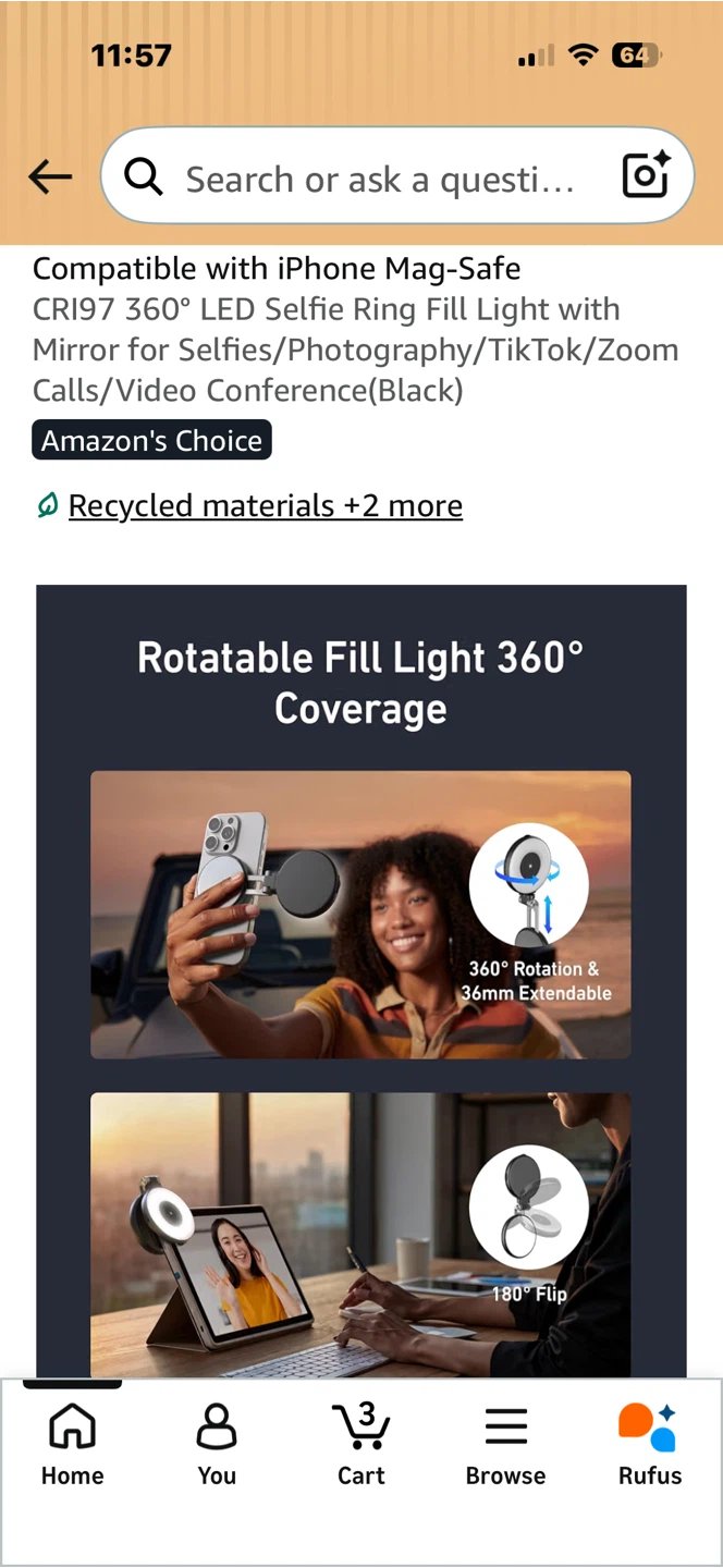 TELESIN CRI97 Magnetic Selfie Ring Light with Mirror - photo 4