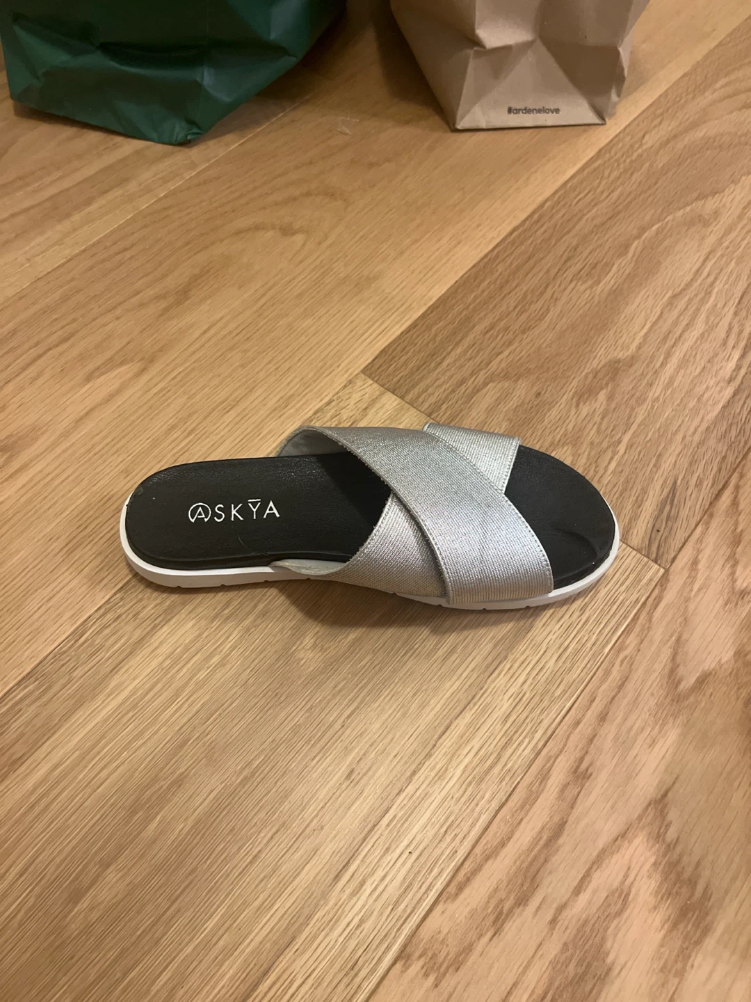 ASKYA Silver Cross-Strap Slides - photo 2