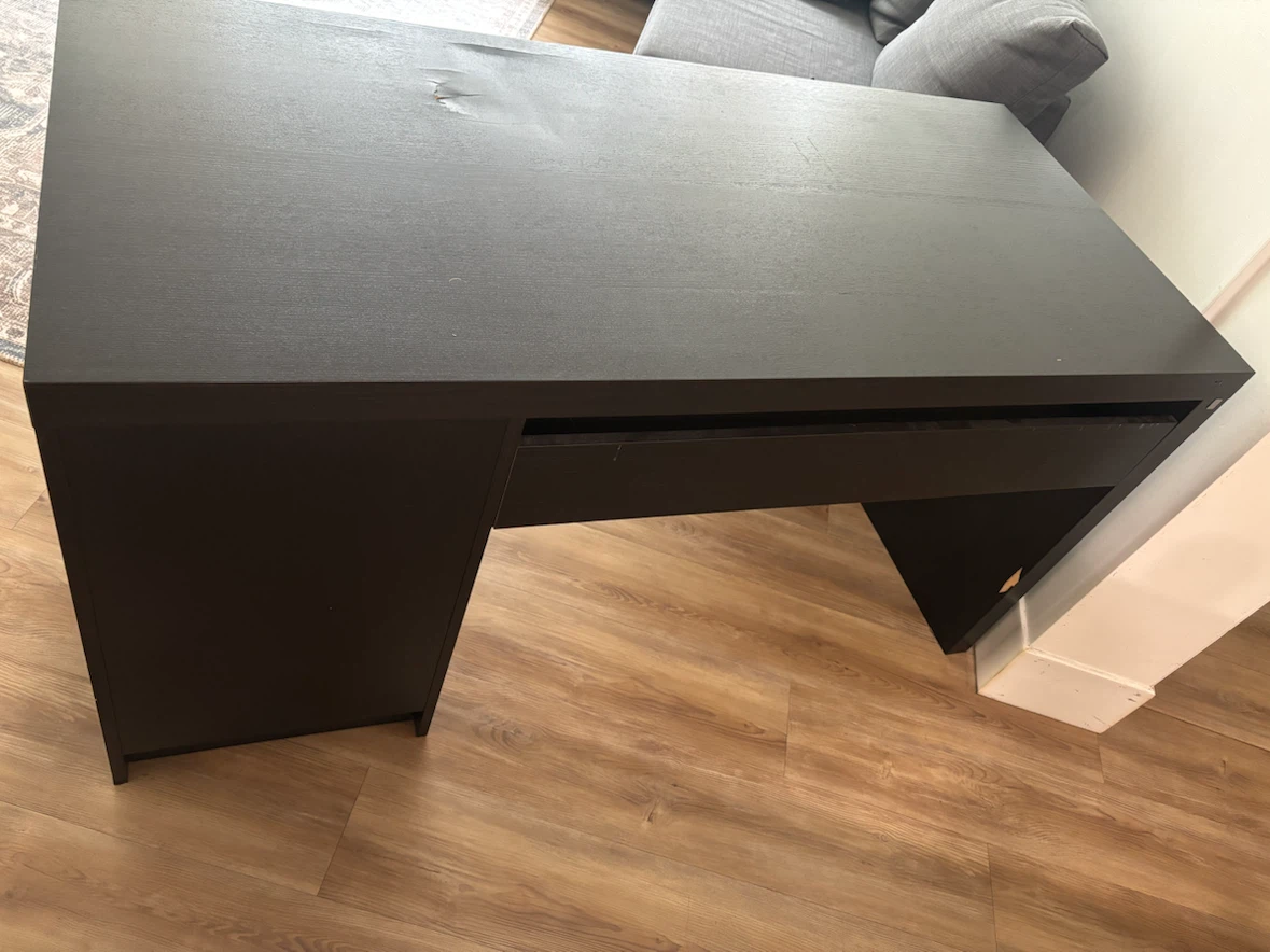Dark Wood Desk with Drawers