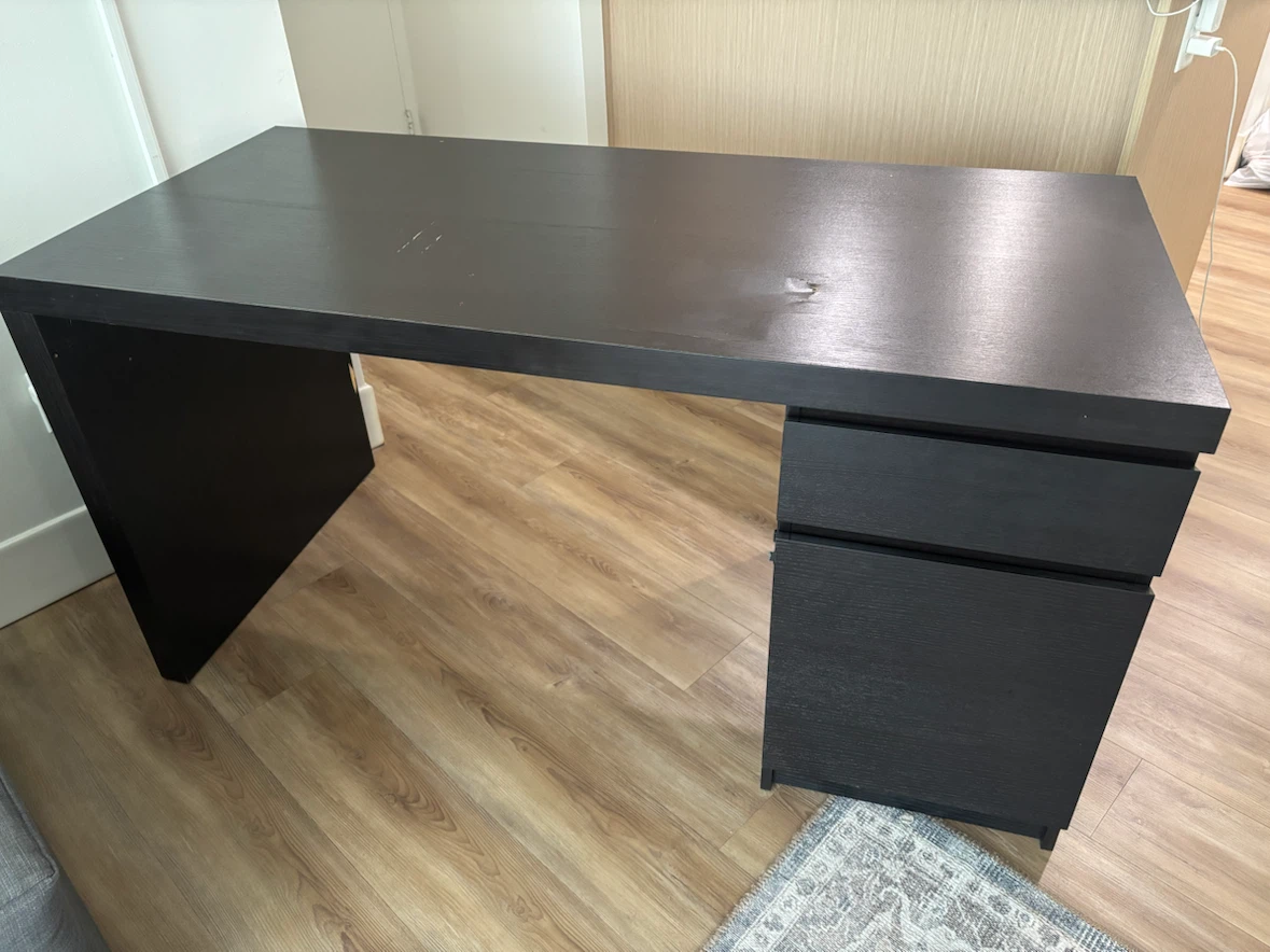 Dark Wood Desk with Drawers - photo 2
