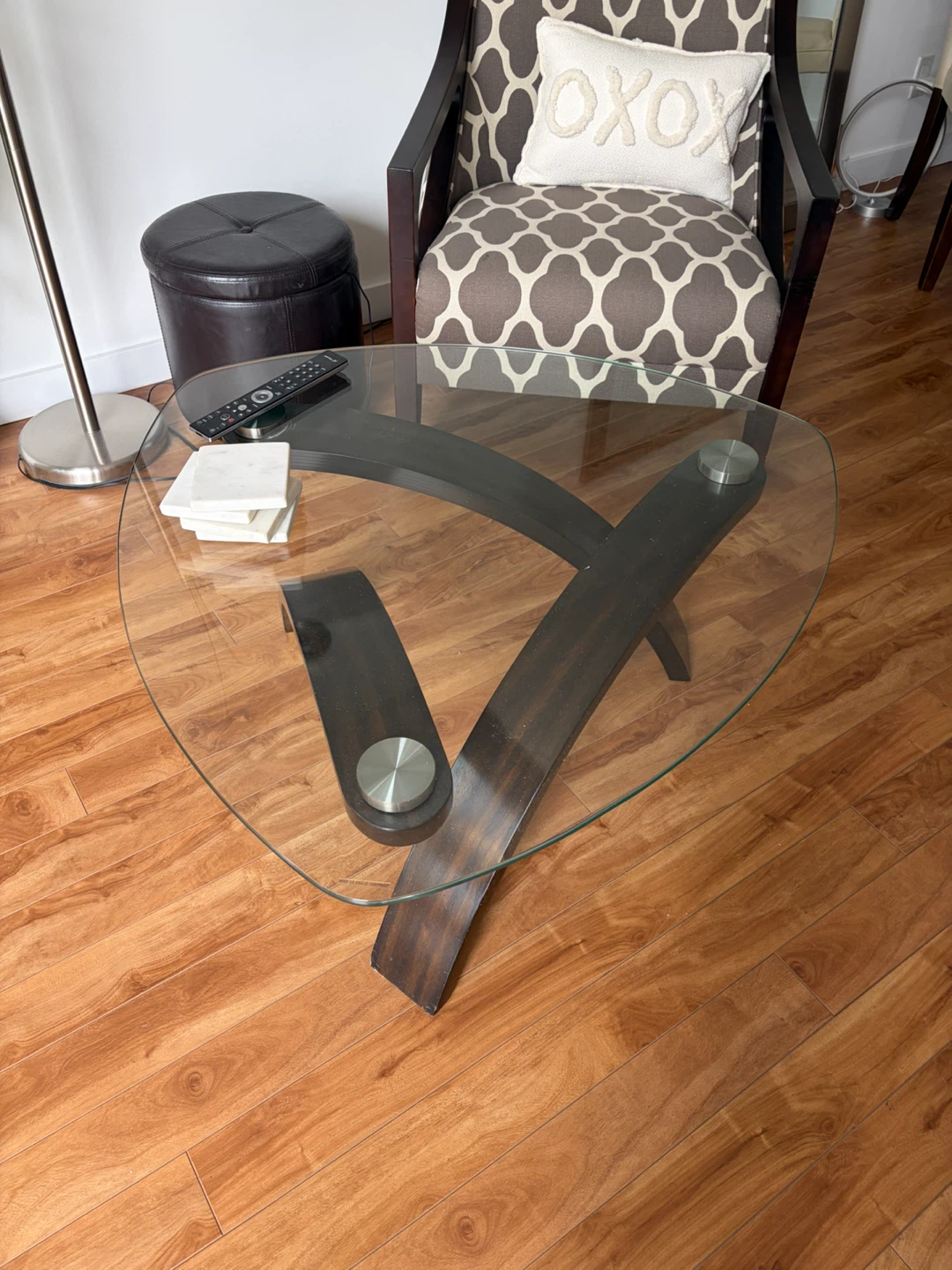 Glass Top Dining Table with Wooden Base - photo 2