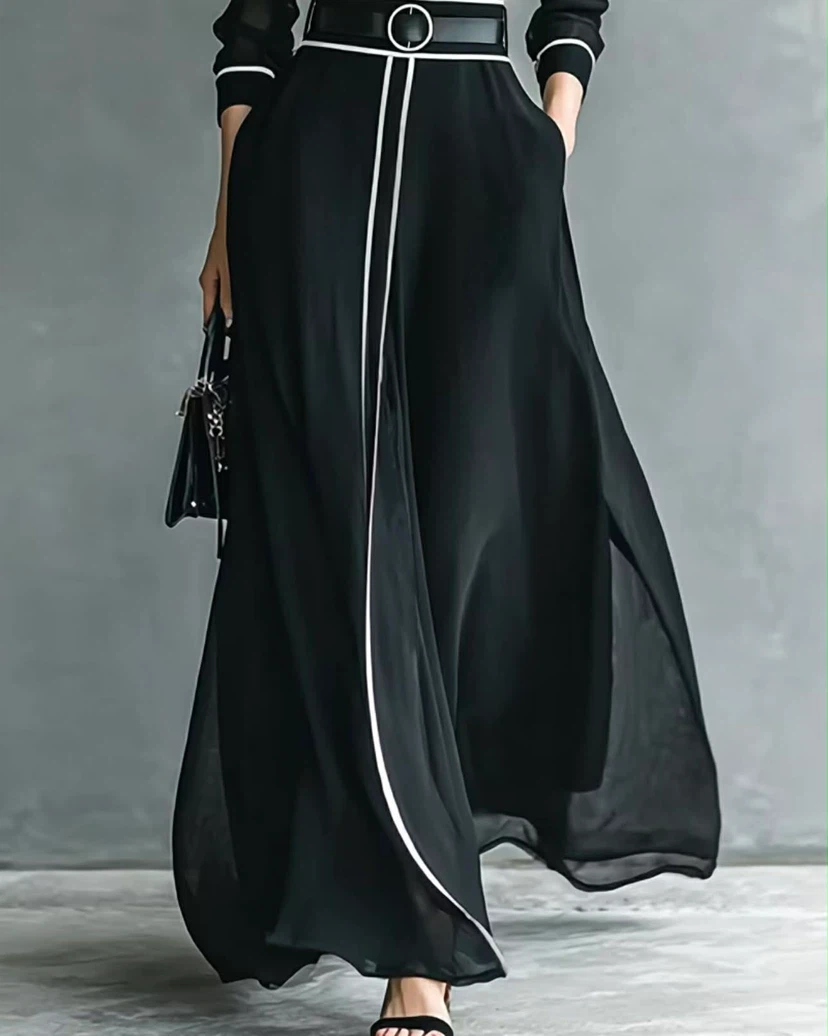 Black Maxi Dress with White Trim - photo 2