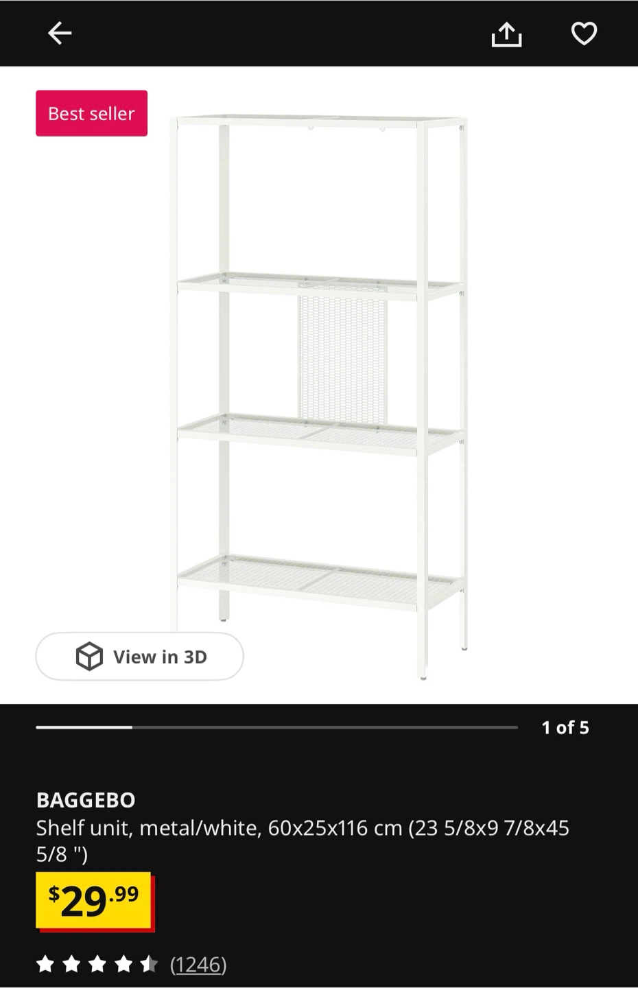 Ikea 4-Tier Metal Shelf Unit