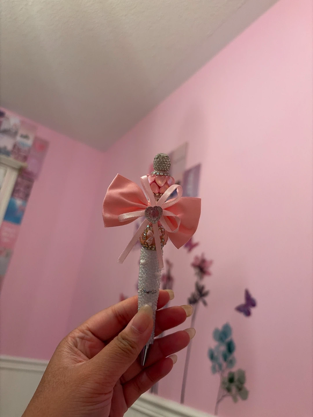 Pink Bow Rhinestone Pen