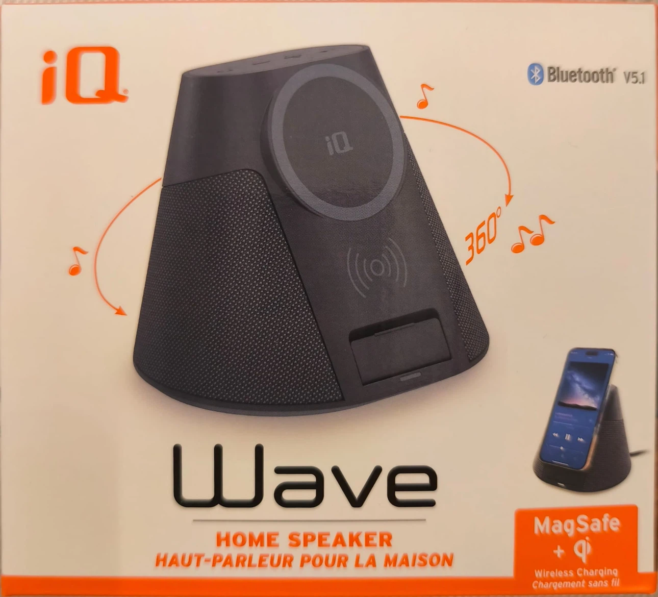 iQ Wave Home Speaker with 15W Qi Wireless Charger