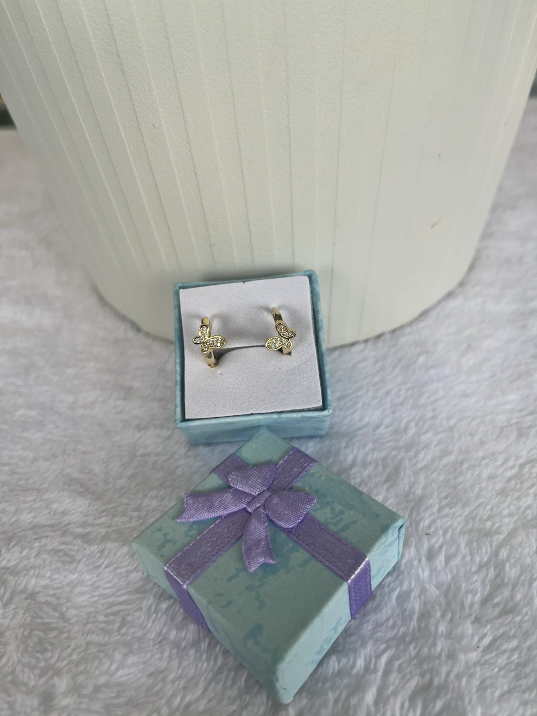 Gold Butterfly Hoop Earrings - photo 2