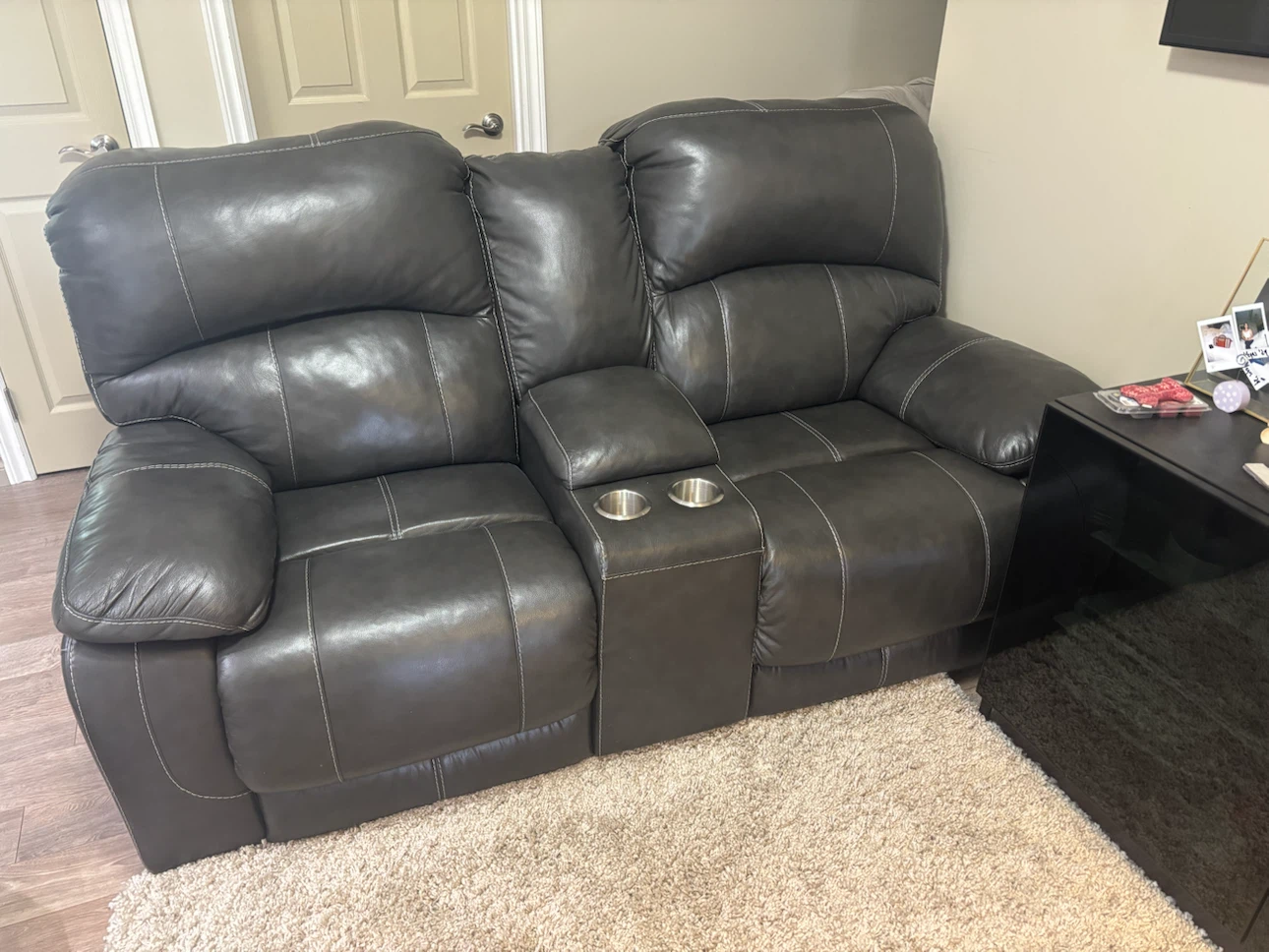 Dark brown Loveseat Recliner with Cup Holders